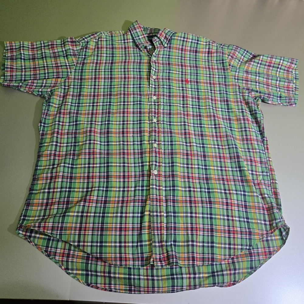 Ralph Lauren Blake Men’s XL Green Plaid Button-Up Shirt Cotton